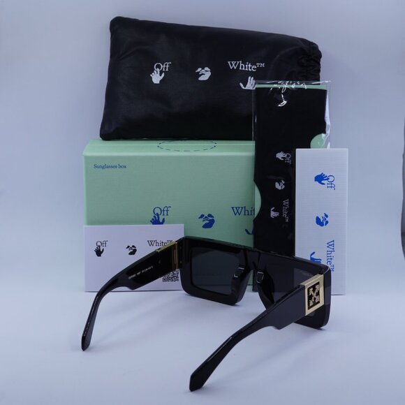 Off-White OERI060 AF LEONARDO 1007 Square Sunglasses – Black/Dark Grey - Picture 11 of 11